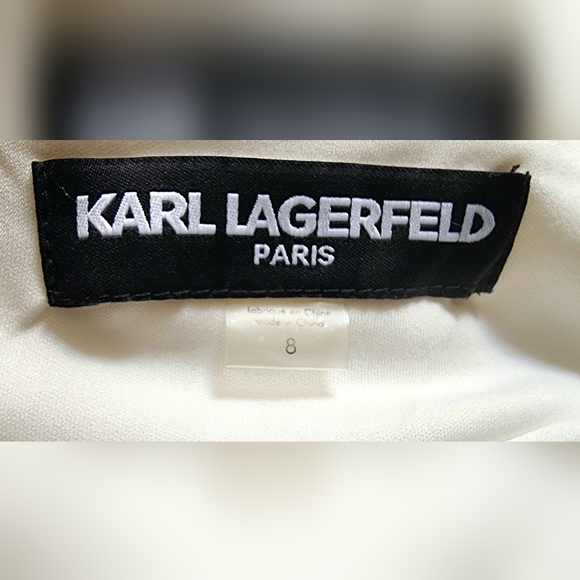 White Lined Cocktail Karl Lagerfeld Dress, size 8, Bridal Bride Bachelorette - Picture 2 of 5